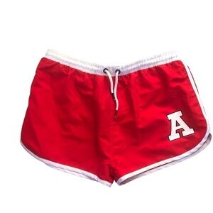 Aussiebum Short - Stubby Red  Sz. L Mesh Liner Logo Quick Drying Swim  Beach